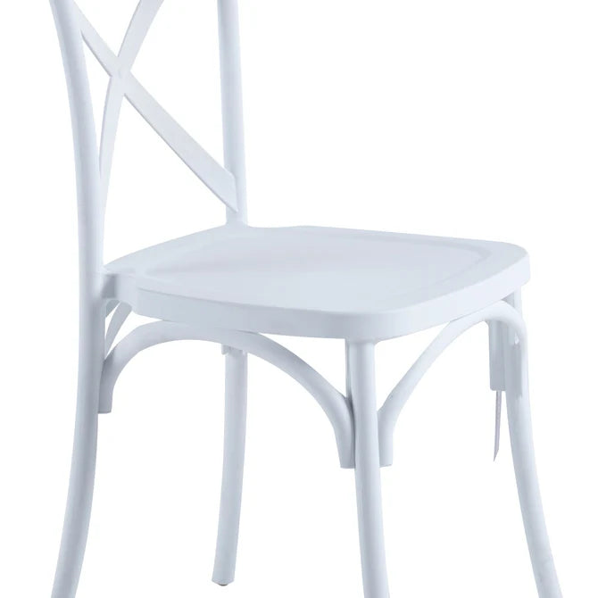 Mesa comedor Vittoria rectangular blanca 135 cm + 6 sillas PP Crossback blancas