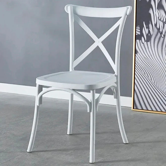 Mesa comedor Vittoria rectangular blanca 180 cm + 8 sillas PP Crossback blancas