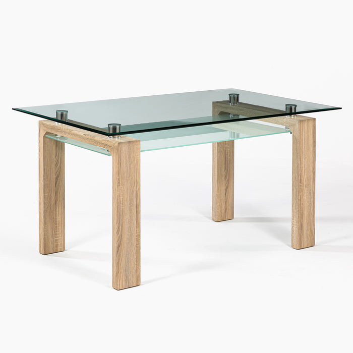Mesa comedor Prisma rectangular natural 150 cm + 6 sillas Retro albayalde
