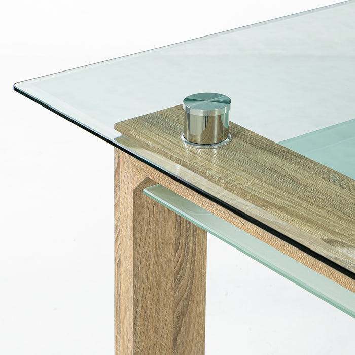 Mesa comedor Prisma rectangular natural 150 cm + 6 sillas Retro albayalde