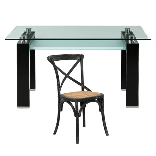 ESCRITORIO PRISMA NEGRO 150X90X78 CM + SILLA RETRO NEGRA