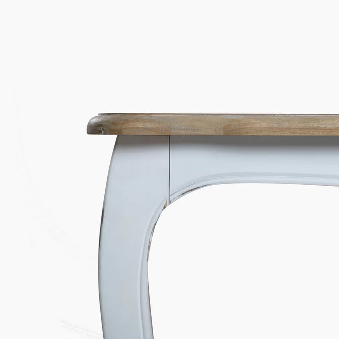 Mesa comedor Vittoria rectangular blanca 135 cm + 6 sillas PP Crossback blancas