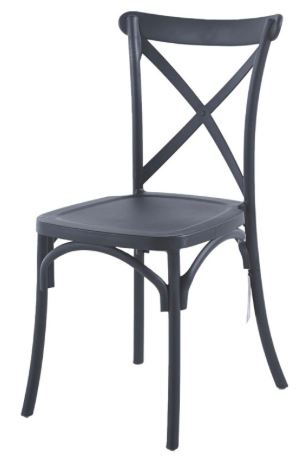 Mesa comedor Vittoria rectangular negra 180 cm + 8 sillas PP Crossback negras