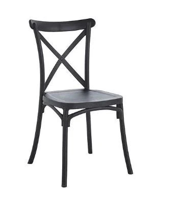 Mesa comedor Vittoria rectangular negra 135 cm + 6 sillas PP Crossback negras