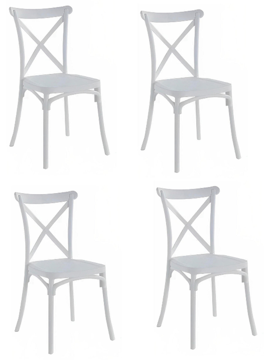 Kit 4 Sillas PP Crossback blanca