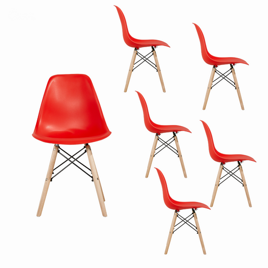 Kit 6 sillas Badem rojas