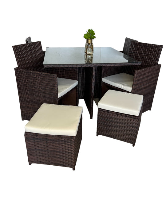 Comedor terraza Fuy 9 piezas café