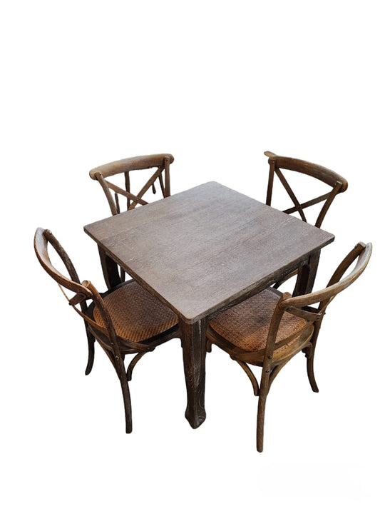 Mesa comedor Retro cuadrada albayalde 80 cm + 4 sillas Retro albayalde