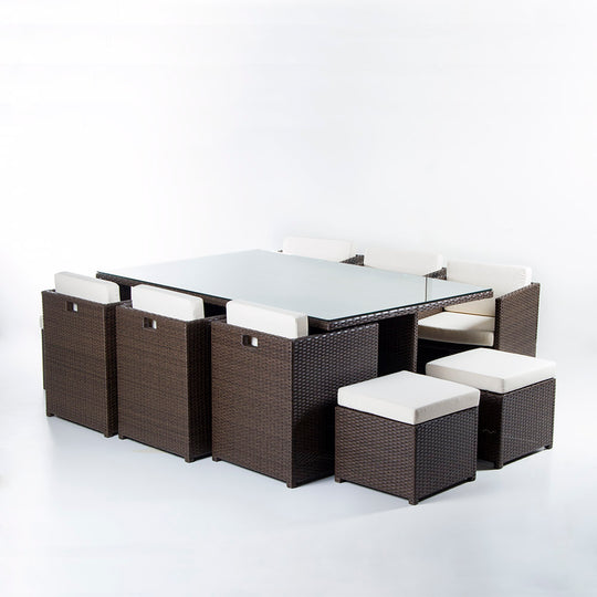 Comedor terraza Fuy 11 piezas café