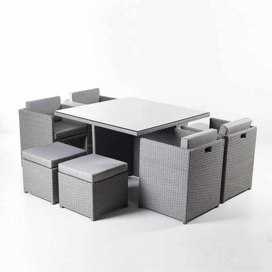 Comedor terraza Fuy 9 piezas gris