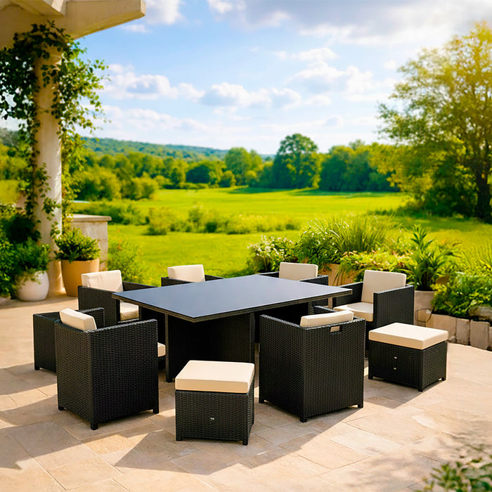 Comedor terraza Fuy 9 piezas petróleo