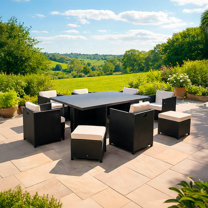 Comedor terraza Fuy 11 piezas petróleo