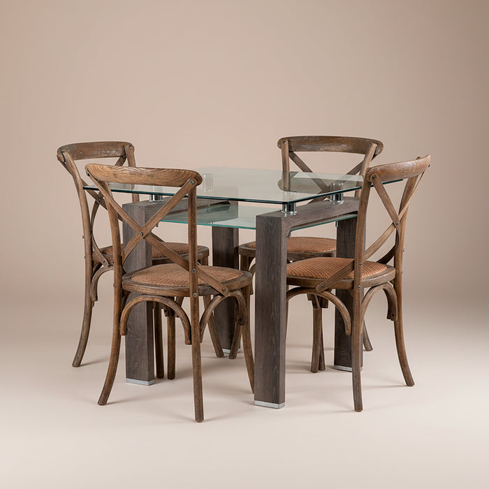 Mesa comedor Prisma cuadrada albayalde 90 cm + 4 sillas Retro albayalde