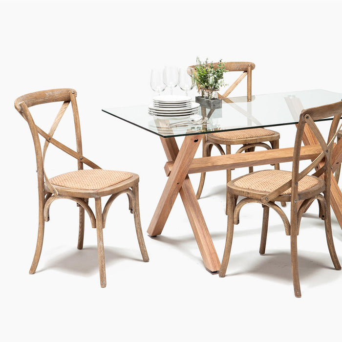 Comedor Cross Natural con 4 Sillas Retro Albayalde