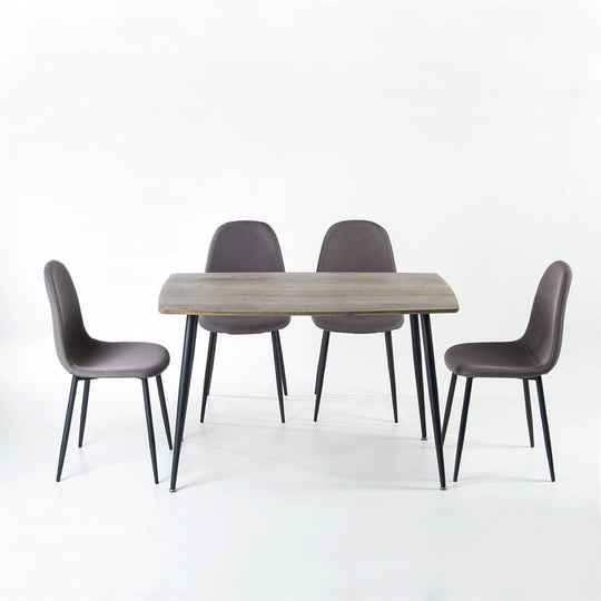 Comedor mesa Sidney nogal/negro + 4 sillas Cross nogal/canela