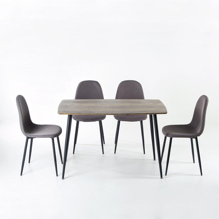 Comedor mesa Sidney nogal/negro + 4 sillas Cross nogal/canela