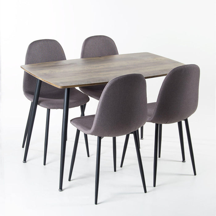 Comedor mesa Sidney nogal/negro + 4 sillas Cross nogal/canela