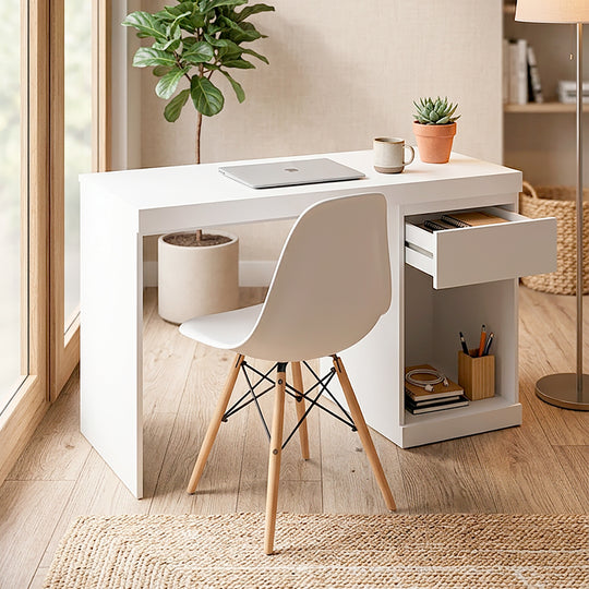 Escritorio Boro blanco + Silla Badem blanca