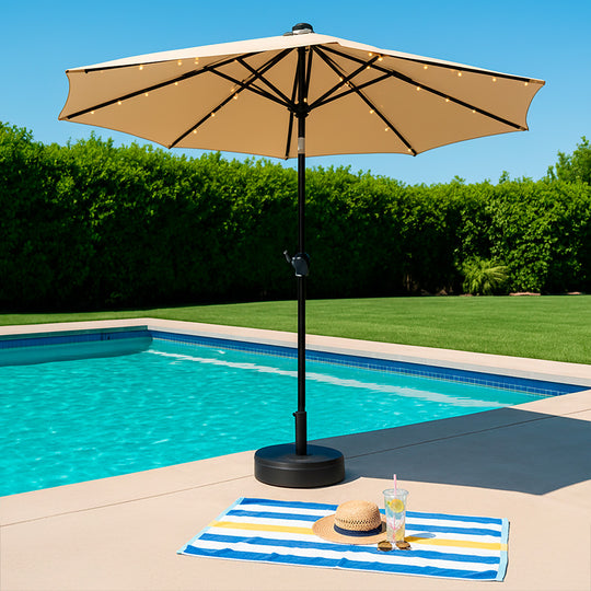 PREVENTA Quitasol New Venecia Taupe con Luces Led incluye Base