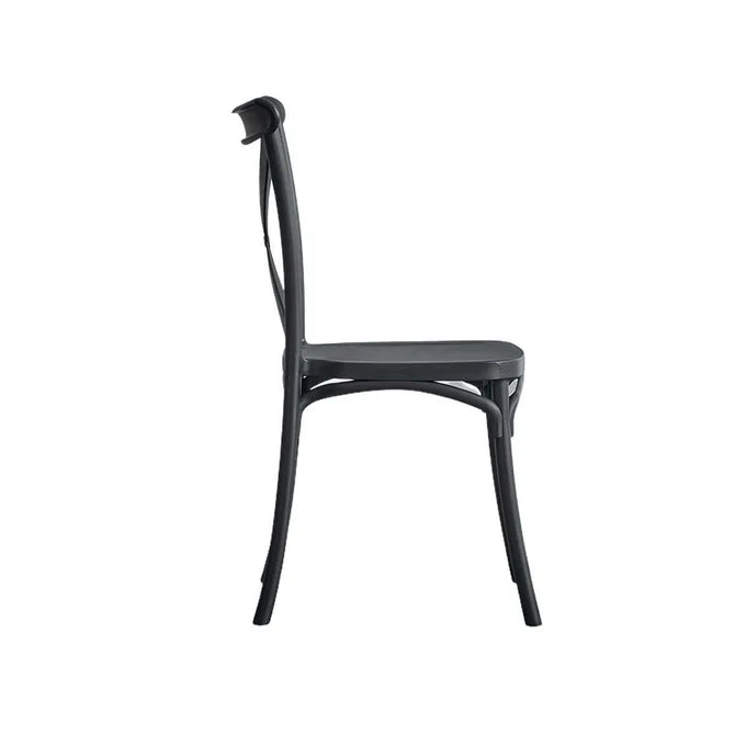 Mesa comedor Vittoria rectangular negra 135 cm + 6 sillas PP Crossback negras