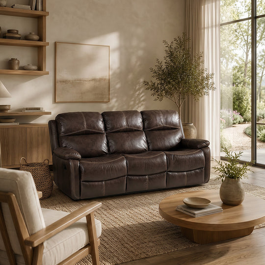 Sofa Reclinable 3 Cuerpos Comfort Café