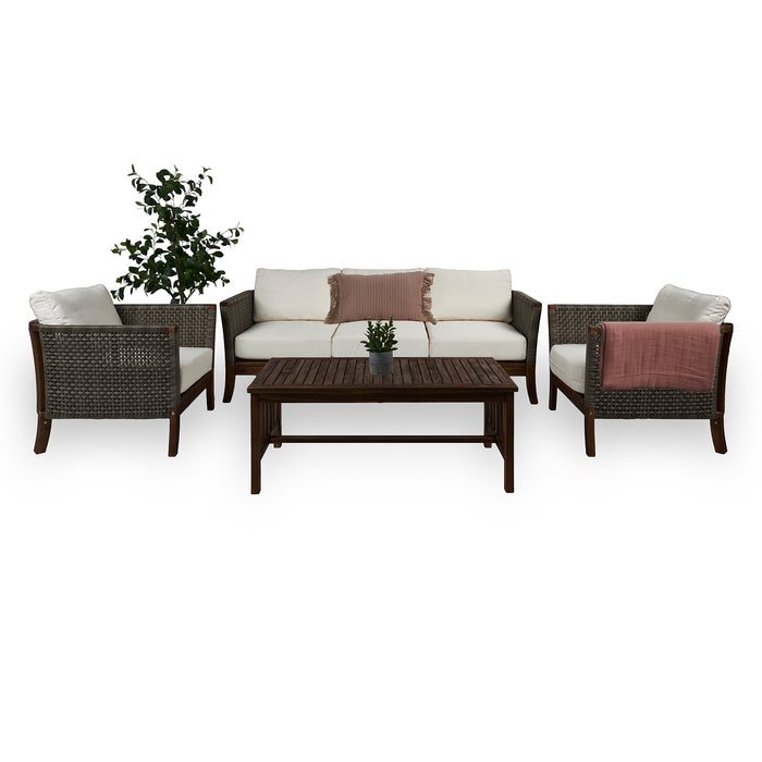 Set living terraza Rio 4 piezas 3-1-1 café mate