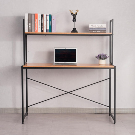 Escritorio Iron Line con repisa 1 posición natural 120x48x135 cm