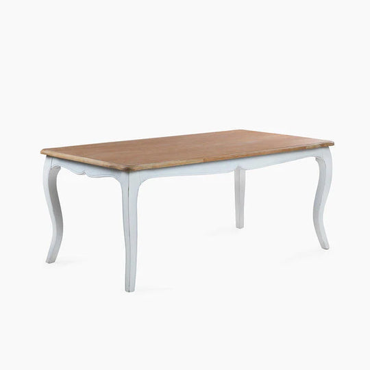 Mesa comedor Vittoria rectangular blanca 135 cm + 6 sillas PP Crossback blancas