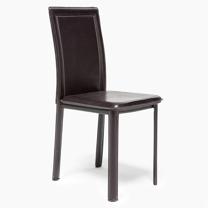 Mesa comedor Prisma cuadrada nogal 90 cm + 4 sillas Royal semi kd café