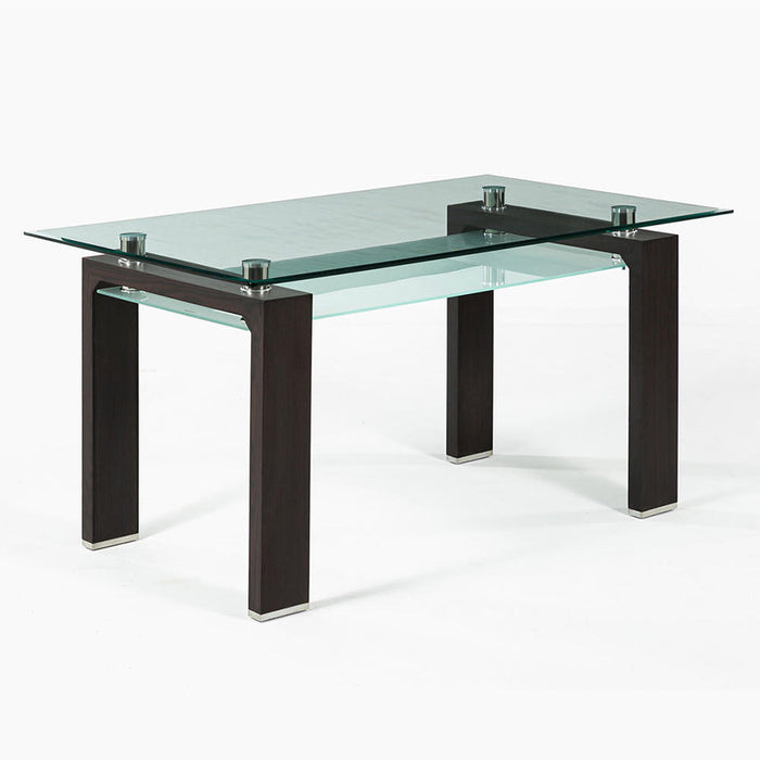 Comedor mesa Prisma rectangular nogal + 6 sillas Royal semi kd café