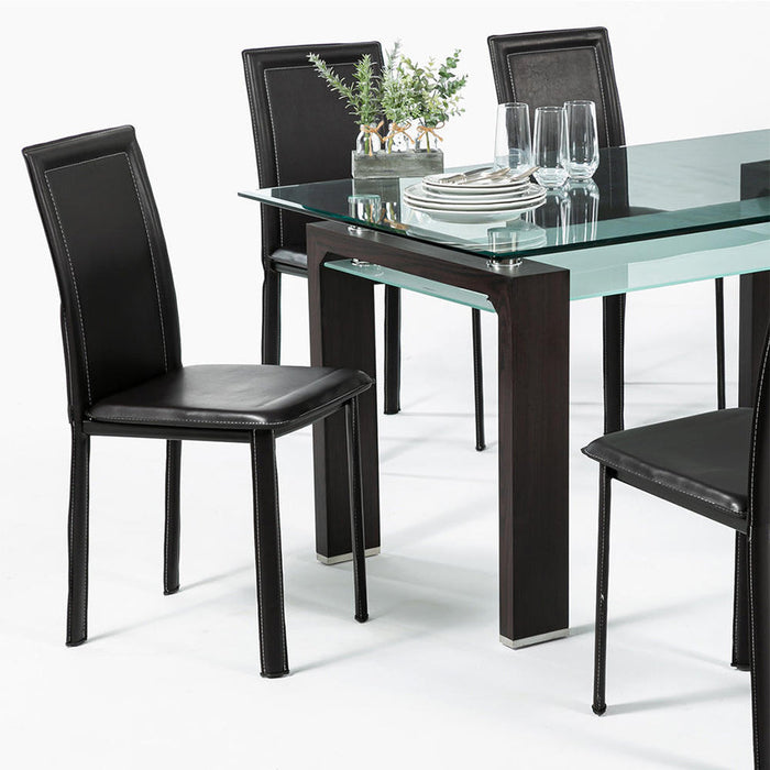 Comedor mesa Prisma rectangular nogal + 6 sillas Royal semi kd café