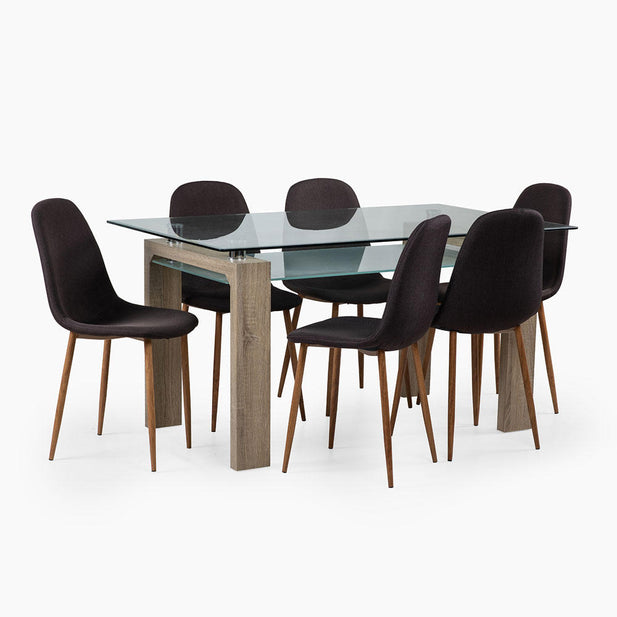 Juego De Comedor Prisma Natural Cross 6 Sillas