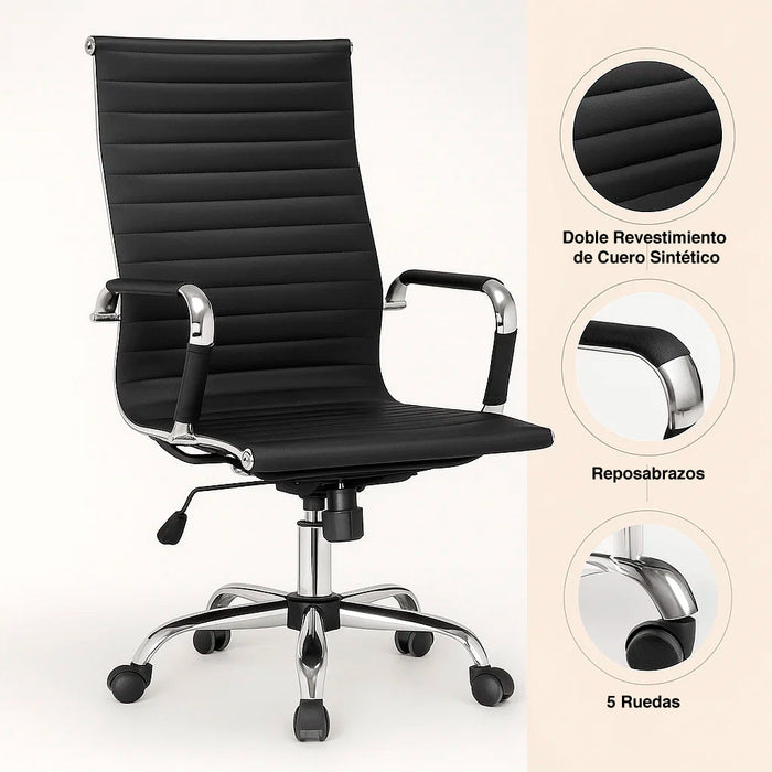 Silla Ejecutiva Luxor Cuero Sintético - Negro