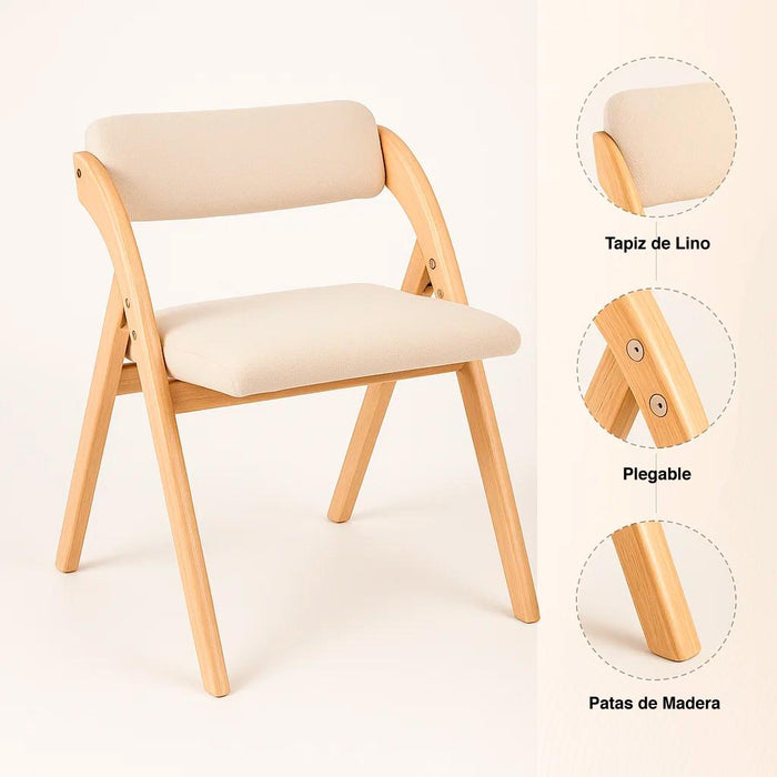 Pack de 2 Sillas Betlahem de madera plegable acolchada - Beige
