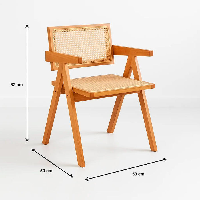 Silla Sitial Butaca Chandigarh Madera Rattan Natural