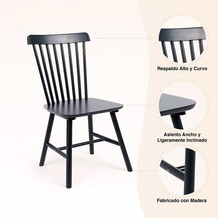 Pack de 2 Sillas Windsor Madera - Negra