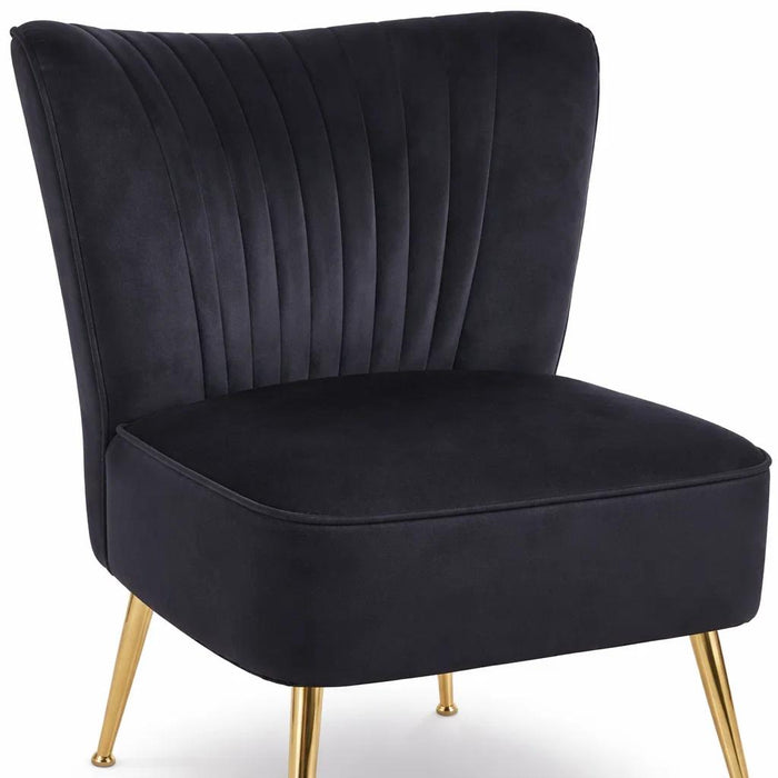 Sillón Glamour Noir con Patas Doradas - Negro