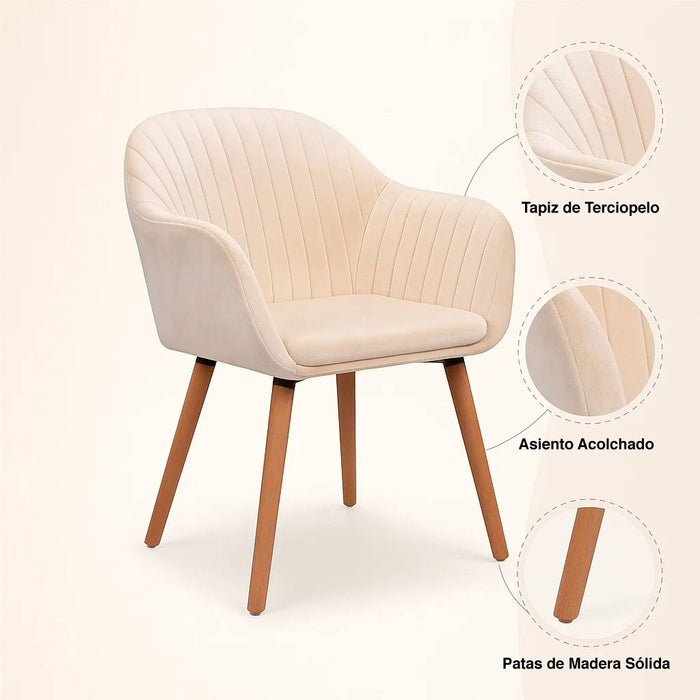 Pack de 2 Butacas Sitiales Poltronas Diamante Terciopelo - Beige