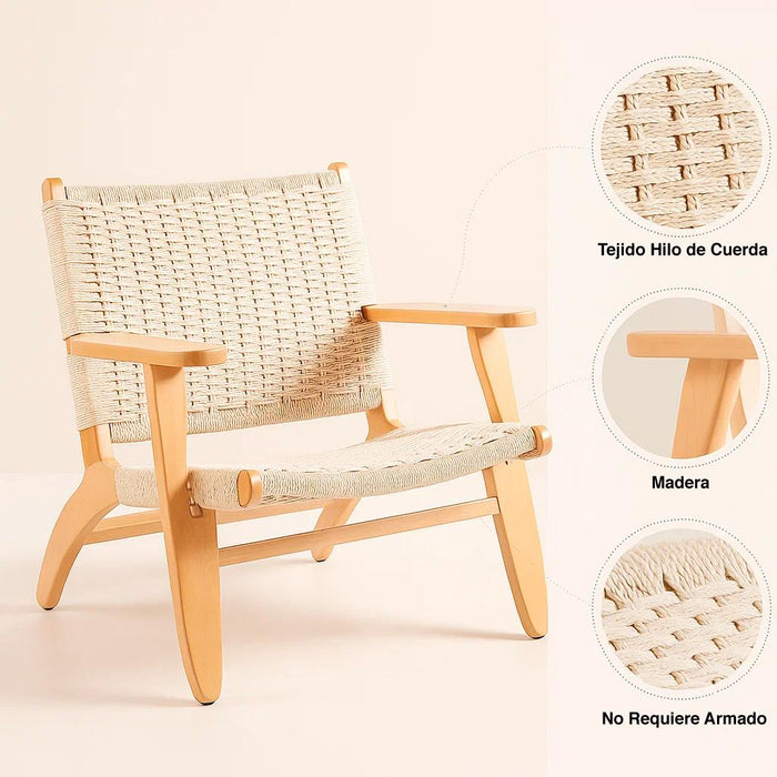 Butaca Sitial Danesa Wegner - Madera Hilo de Cuerda