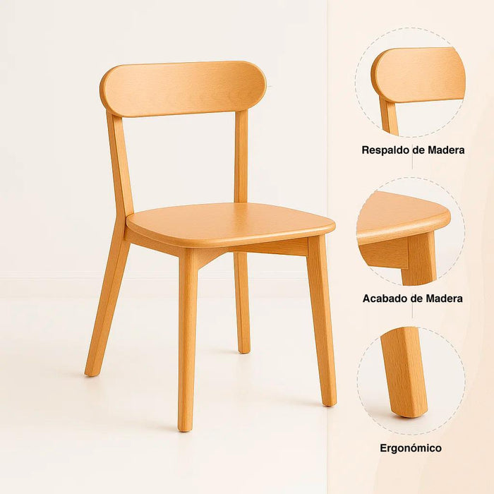 Pack de 2 Sillas Fresno de Madera - Natural