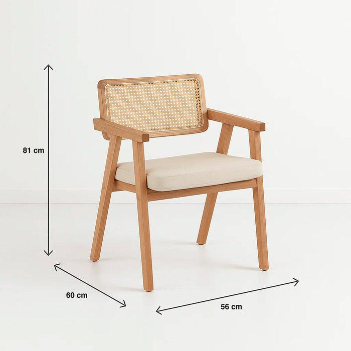 Pack de 2 Sitiales Acolchado Chandigarh Butaca Rattan - Madera