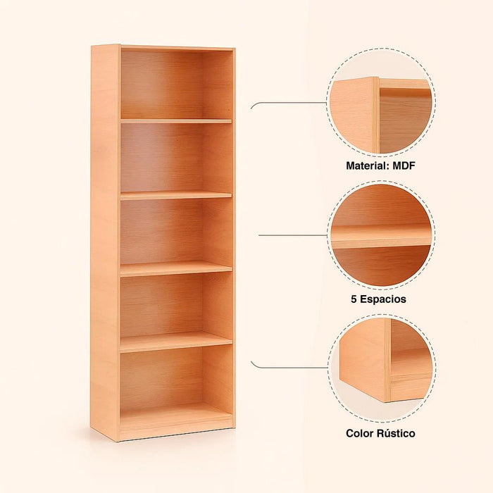 Librero Reka de 5 espacios alto - Madera