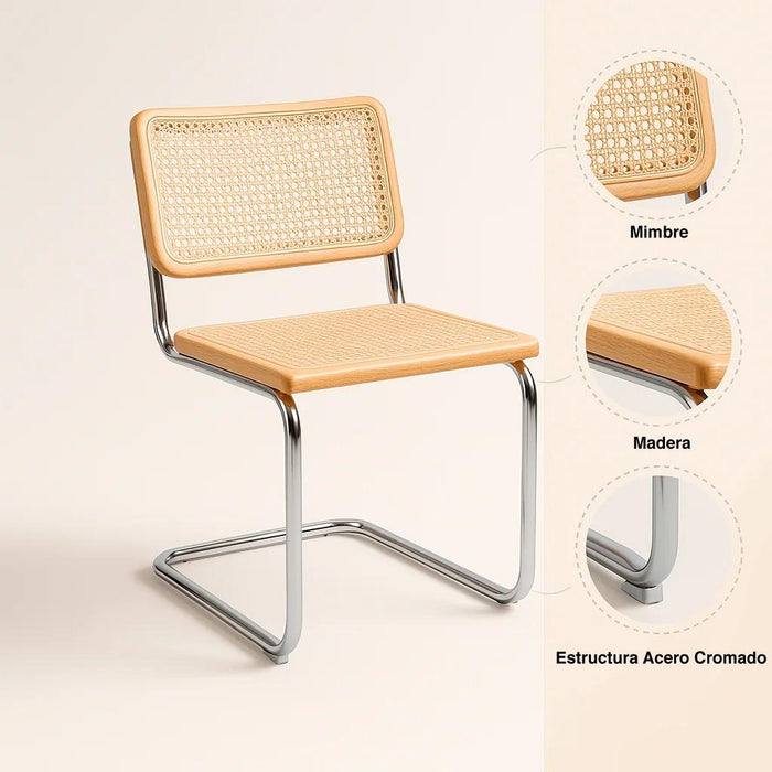 Pack de 2 Sillas Breuer Madera y Rattan - Madera