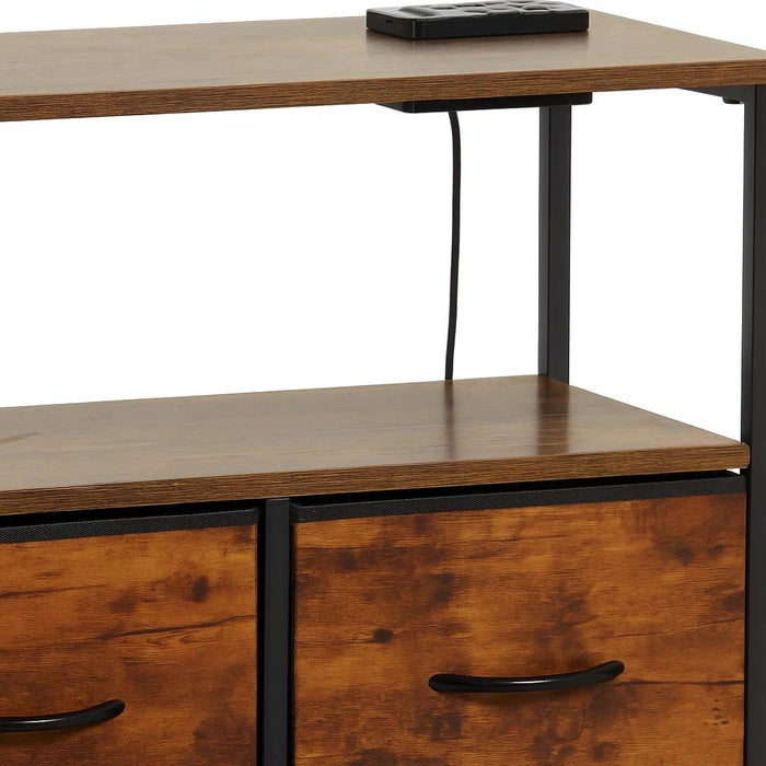 Mueble Organizador Metalik Estilo Industrial con Estación de Carga Integrada - Rústico