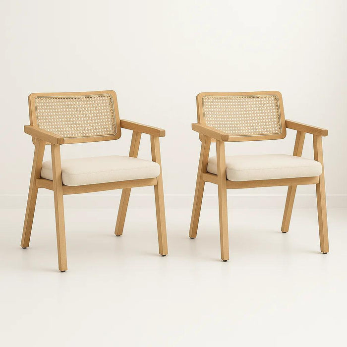 Pack de 2 Sitiales Acolchado Chandigarh Butaca Rattan - Madera