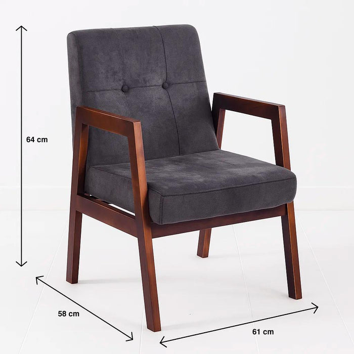 Sillón Marlow de Terciopelo - Gris Oscuro