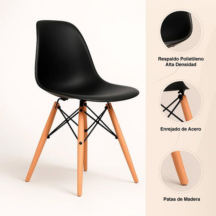 Pack de 4 Sillas Eames Negra