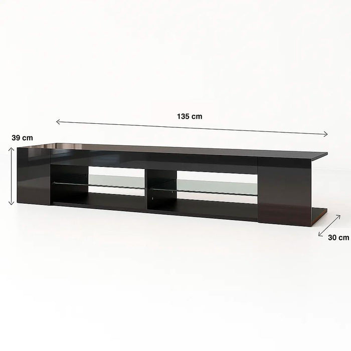 Mueble de TV Moderno Negro con Luces LED y Compartimentos