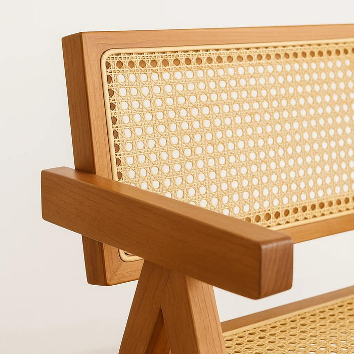 Silla Sitial Butaca Chandigarh Madera Rattan Natural