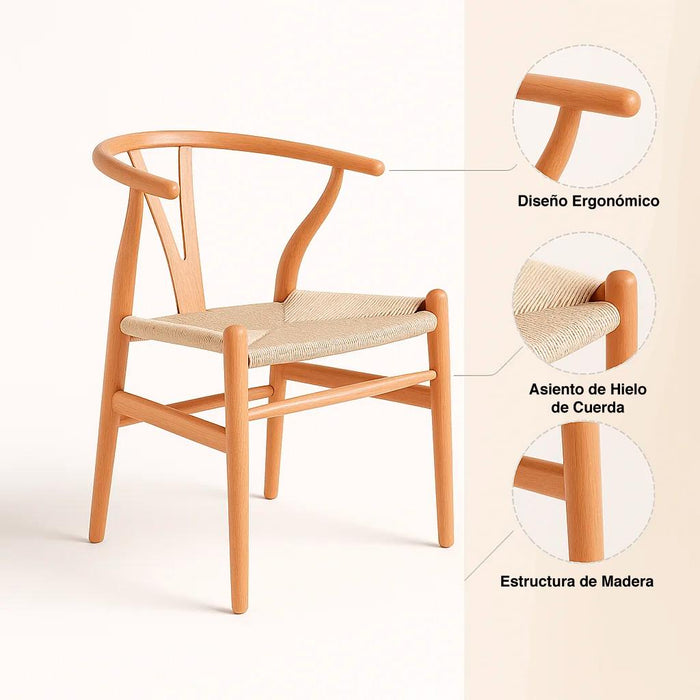 Pack 2 Sillas Wishbone Madera - Natural